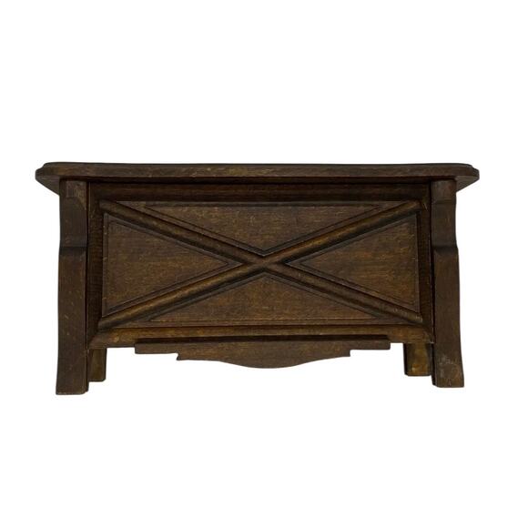 1920’s Primitive French Country Cherry Wood Jewelry Casket - Picture 9 of 13